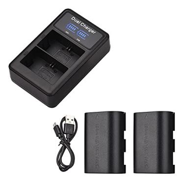 Imagem de Domary LP-E6 / E6N Kit de bateria e carreg r 2pcs 7,4V 2650mAh + 1pc LED2-LPE6 Carreg r de bateria para câmera de dois canais Porta USB Substituição da tela LCD para Canon EOS 5D Mark II/III/IV 6D