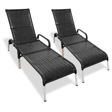 Imagem de Kit 2 Espreguiçadeiras Piscina Reclinável Alumínio Madrid