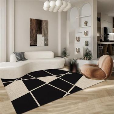 Imagem de Sala de estar tapete completo listrado preto e branco sofá mesa café quarto tapete decorativo, 07,1400mm x 2000mm