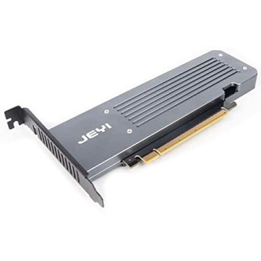 Imagem de JEYI Placa de expansão Quad NVMe PCIe 4.0 com compartimento de dissipador de calor, suporta 4 SSD NVMe M.2 2280 até 8 TB, largura de banda Raid 256 Gbps, bifurcação necessária
