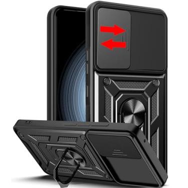 Imagem de Capa para T-Mobile REVVL 6 Pro 5G/REVVL 6X Pro 5G con Tapa Cámara deslizante, Militar Antigolpes Magnético Anillo Carcasa REVVL 6 Pro, Resistente Protección Case Cover para REVVL 6X Pro 5G Negro