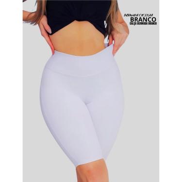 Imagem de Bermuda Ciclista Branca Feminina Cós Alto em Suplex Conforto Total-Feminino