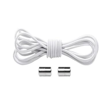 Imagem de No Tie Shoe Laces Shoes Round Shoelaces For Sneakers Rubber Elastic Laces Without Ties Kids Adult Shoe Lace Rubber Bands(White)