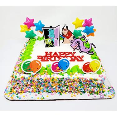 Imagem de Birthday Celebrations Monsters Cake Topper Set Featuring Sulley, Mike Wazowski, Roz, Randall and Friends with Decorative Accessories