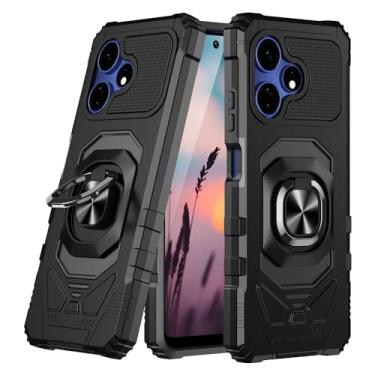 Imagem de Eaglecell - Para Boost Mobile Celero5G+ 2024, Celero 5G Plus (3ª versão) - Capa protetora de telefone à prova de choque com suporte de anel - RS7 preto