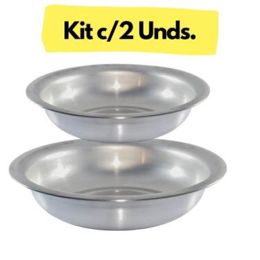 Imagem de Kit com 2 Bacias em Aluminio Redonda N 30 40 Multiuso Cuba Banho Pet S