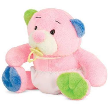 Imagem de Ursinho de Pelúcia Rosa com Fraldinha 23 cm Antialérgico - CTX
