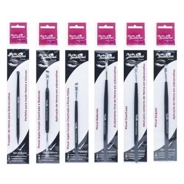 Imagem de Kit 6 Pincéis Profissionais Henna Sobrancelha, Arte Sedução - Arte Sed