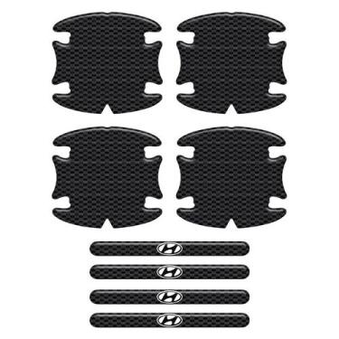 Imagem de Adesivos Protetor Maçaneta Hyundai Carbono Preto Resinado - SPORTINOX