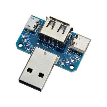 Imagem de ADAPTADOR USB 4 EM 1 PARA USB TIPO C, MICRO USB, USB FEMEA e DIP - XY-