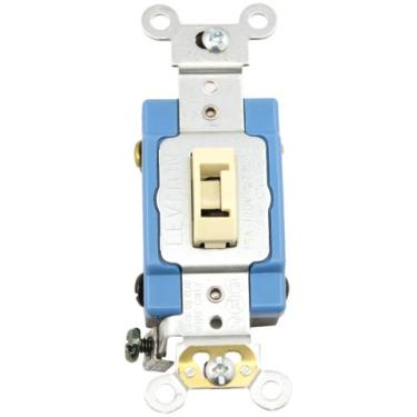 Imagem de Leviton 1204-2L 15 Amp, 120/277 Volt, Switch Silencioso CA de 4 vias, Grau de especificação extra resistente, Autoaterramento, Fio traseiro e lateral, Marrom