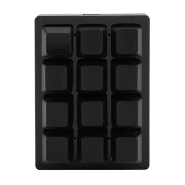 Imagem de Teclado Mecânico para Jogos Com 12 Teclas, Mini Teclado Programável Com Fio USB RGB Vermelho para Vários Usuários (Preto)