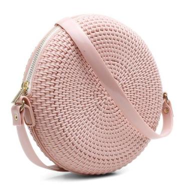 Imagem de Bolsa Pequena de Lado Redonda Feminina Transversal Quebeck VK, Nude