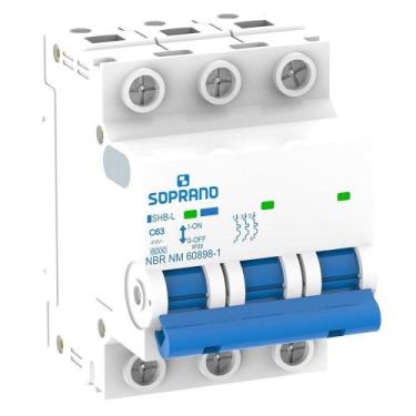 Imagem de Disjuntor Soprano SHB Din 3P 50A Curva C Cemig Branco