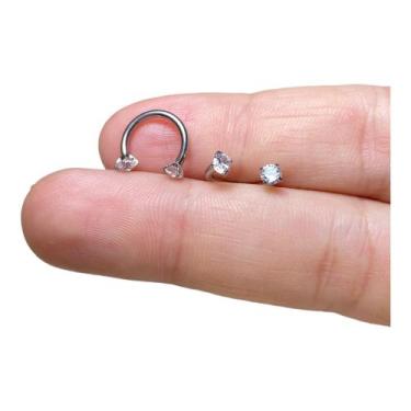 Imagem de Piercing Ferradura Ponto De Luz Zircônia Aço Cirúrgico 316l - RaraStee