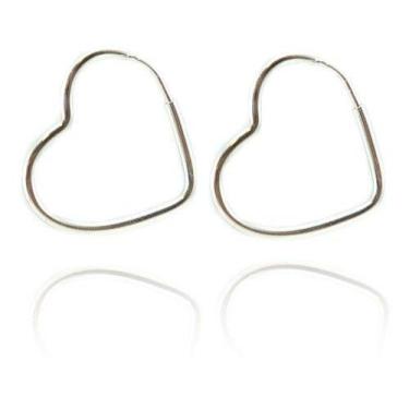 Imagem de Brinco Argola Coração 2 Cm Prata 925 - Lojas La&Ny, 2, Prata, 0