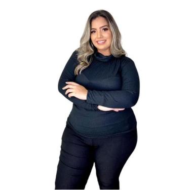 Imagem de Cacharrel Feminino Plus Size Blusa Manga Longa Gola Alta Segunda Pele 