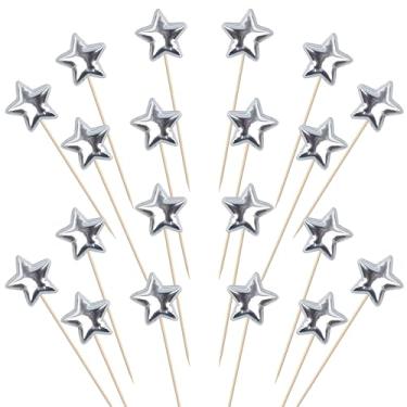 Imagem de 30 Pack Star Cupcake Topper Twinkle Twinkle Little Star Cupcake Picks Kids Birthday Wedding Engagement Baby Shower Cake Decorations Party Supplies Silver