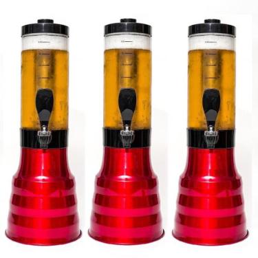 Imagem de 3 Torre De Chopp Beer 2.2 Litros 100% Alumínio Giratória + 6 Tubo Gela