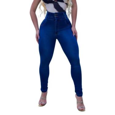 Imagem de Calça jeans feminina premium 2 cos pinça detalhe sem bolso new vinateg