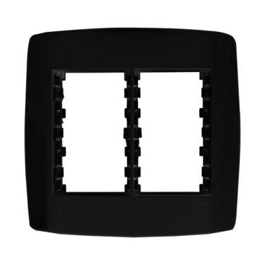 Imagem de Espelho Placa 4x4 com Suporte 3+3 Posições Linha LEV Preta Ilumi - 890