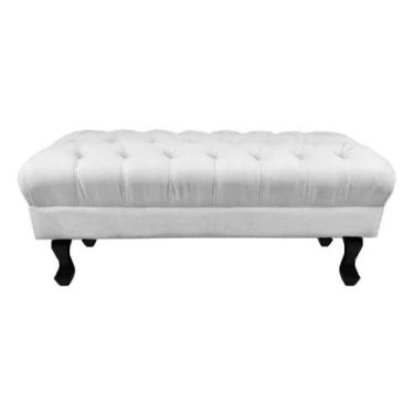 Imagem de Puff Calçadeira Retrô 1,20 Metro Luis Xv Capitonê Suede Branco - DS Es