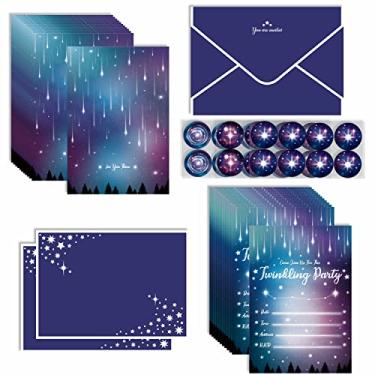Imagem de Decor365 Aurora Boreal Convites Cartão Galáxia Convite de Aniversário Espaço Exterior Tema Convites de Aniversário Universo Celestial Cintilante Pequena Estrela Convite Aniversário Bachelorette Cartão