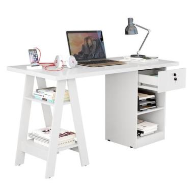 Imagem de Mesa de Estudo Bali Branca Para Quarto/Escritório/Home Office - Carmol
