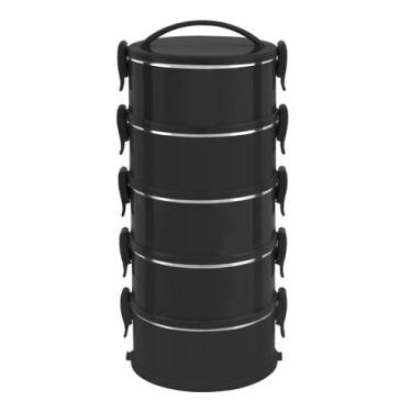 Imagem de Marmita termoprática preta conjunto 5 unidades - NORB