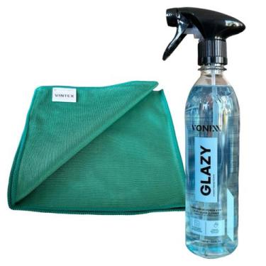 Imagem de Kit Limpa Vidros Vonixx Glazy 500ml + Pano Microfibra 260GSM