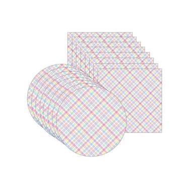 Imagem de Kit Sousplat + Guardanapo Páscoa Xadrez Colorido - NSW, 8 Peças, Sem b