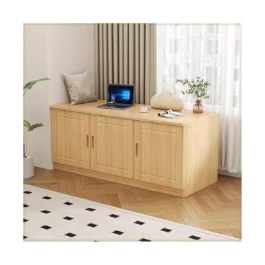 Imagem de LICONG-2019 Armário de janela de varanda armário de janela de sacada armário de armazenamento armário de janela armário de pinho armário baixo armário de armazenamento de varanda