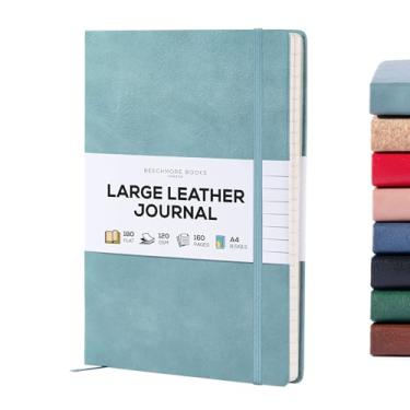 Imagem de BEECHMORE BOOKS Caderno pautado, A4 21,6 x 29,2 cm, 160 páginas forradas, diários de couro de capa dura para mulheres, homens, cadernos de escrita e cadernos para trabalho - papel grosso de 120 g/m²,