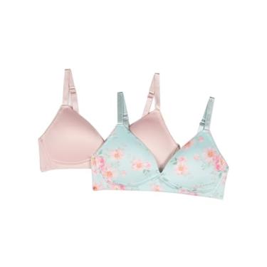 Imagem de TAHARI Pacote com 2 sutiãs de treinamento sem aro para meninas – Macio, ajuste ajustável, Rosa, rosa azul, 30A