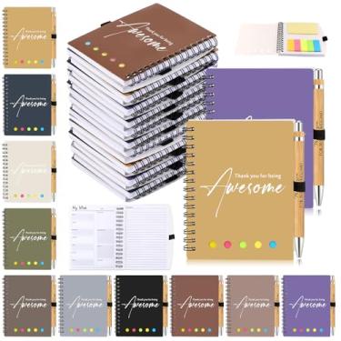 Imagem de Moinchore Caderno de planejamento semanal espiral em massa com caneta de bambu, presente de agradecimento (cores clássicas)