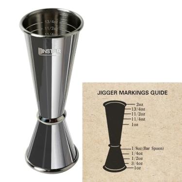 Imagem de Jigger profissional para barman, coqueteleira japonesa premium com 8 medidas dentro da barra, ferramentas de medição de 56,7 g, 28,3 g, marcações gravadas, jigger duplo, adequado para lava-louças