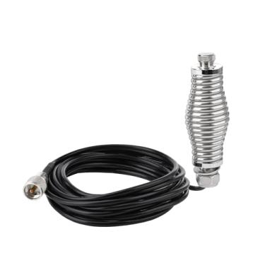 Imagem de Bingfu Suporte de mola de antena resistente com cabo coaxial RG58 de 5 m Antenas CB Antenas de rádio amador SO239 para PL259 Base de montagem de mola compatível com caminhões RZR UTV Can Am ATV Truck