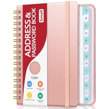 Imagem de Livro de endereços pequeno com abas alfabéticas, protetor de senha de agenda telefônica com encadernação espiral, livro de endereços pequeno 14,5 cm × 12 cm, livros de endereços para idosos, registros