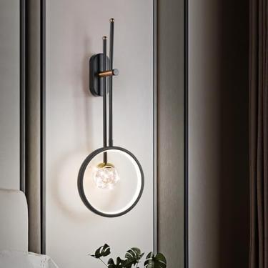 Imagem de Arandela de parede LED moderna giratória 330° alumínio lâmpada de parede interna 32W 63 * 22 * 4 cm Luz de parede acrílica dourada + luminária de parede preta com 2 luzes para quarto, sala de estar,