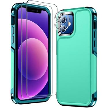 Imagem de Temdan Capa para iPhone 13 Mini [proteção de grau militar contra quedas] [protetor de tela de vidro temperado] capa de telefone antiderrapante resistente à prova de choque - verde escuro