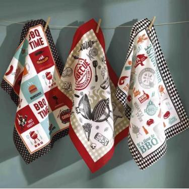 Imagem de Kit 6 Panos de Copa Felpudo Estampado Dohler, Barbecue