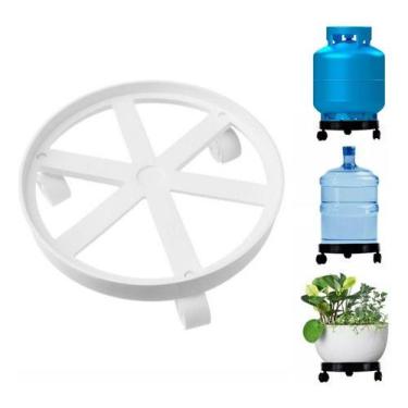 Imagem de Suporte Para Botijão Galão Vaso C/ 3 Rodinha Plástico Branco - Microma