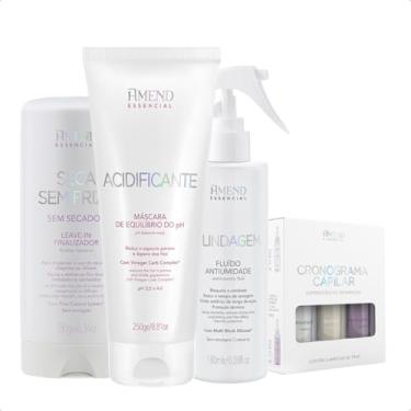 Imagem de Linha Amend Essencial: Acidificante Máscara de Equilíbrio do pH + Fluído Antiumidade Multibeneficios + Seca Sem Frizz + Cronograma Capilar Reparador