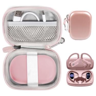 Imagem de CaseSack Capa para fones de ouvido bmani, com fones de ouvido esportivos de 48 horas com tela de LED, fones de ouvido com fones de ouvido embutidos para treino, preto (rosa)