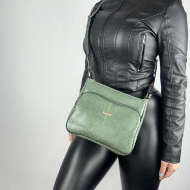 Imagem de Bolsa recuo em couro legítimo b.1001, Cobra verde