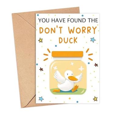 Imagem de You Have Found The Don't Worry Duck Card - Cartão de pato de aniversário - Broche engraçado com emblema de animais de estimação fofos - Anime-se apenas porque caixa de correio presente positividade