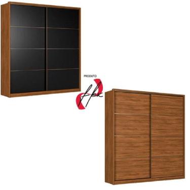 Imagem de Roupeiro Belga Com Portas de Correr Flex - Nogueira Touch/Preto Prime TX Demóbile