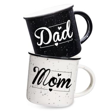 Imagem de JOVGANK Conjunto de 2 canecas para mamãe e papai 325 ml, presentes reveladores de gênero para chá de bebê, presente para novos pais para casais, presentes de mamãe e papai para futuros pais de