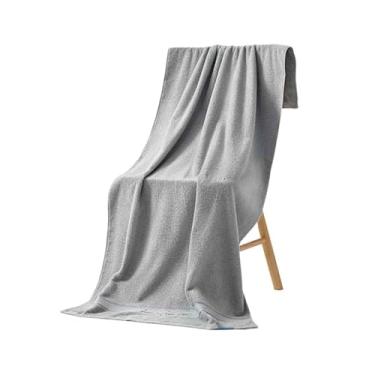 Imagem de JUSHZ Toalhas de banho, lençóis de banho, toalhas para adultos, toalha de banho para casa de banho, macio, 32 fios, tecido de algodão penteado, absorvente de água, 400 g, lavável à mão (cinzento, 140