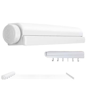 Imagem de Varal Rstratil de Parade Extensivel Ajustavel 6 Ganchos 5 Cordas Lavanderia Secador de Roupa Toalha Casa Apartamento Organizaçao Multiuso